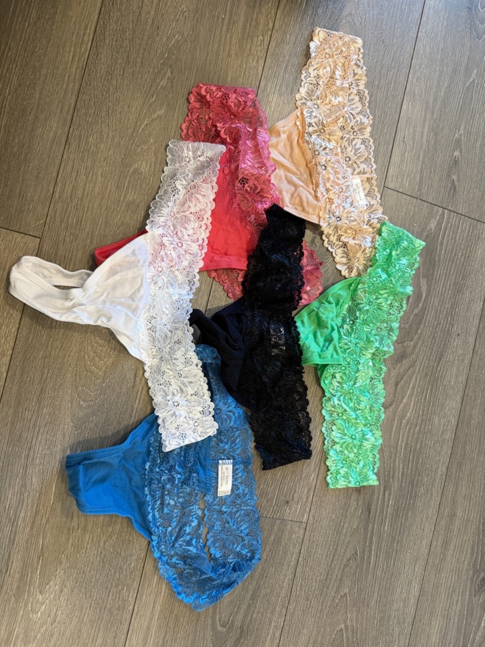 NWOT Lace-Trim Women's Thong Panties - Multi-Color Pack